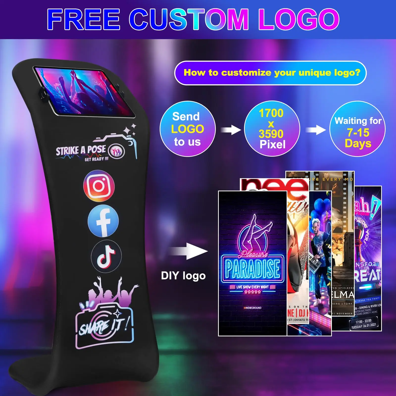 iPad Photo Booth Tablet Stand Shared Selfie Station Custom LOGO Fabric Display With Carrying Bag Suitable for Event Rentals