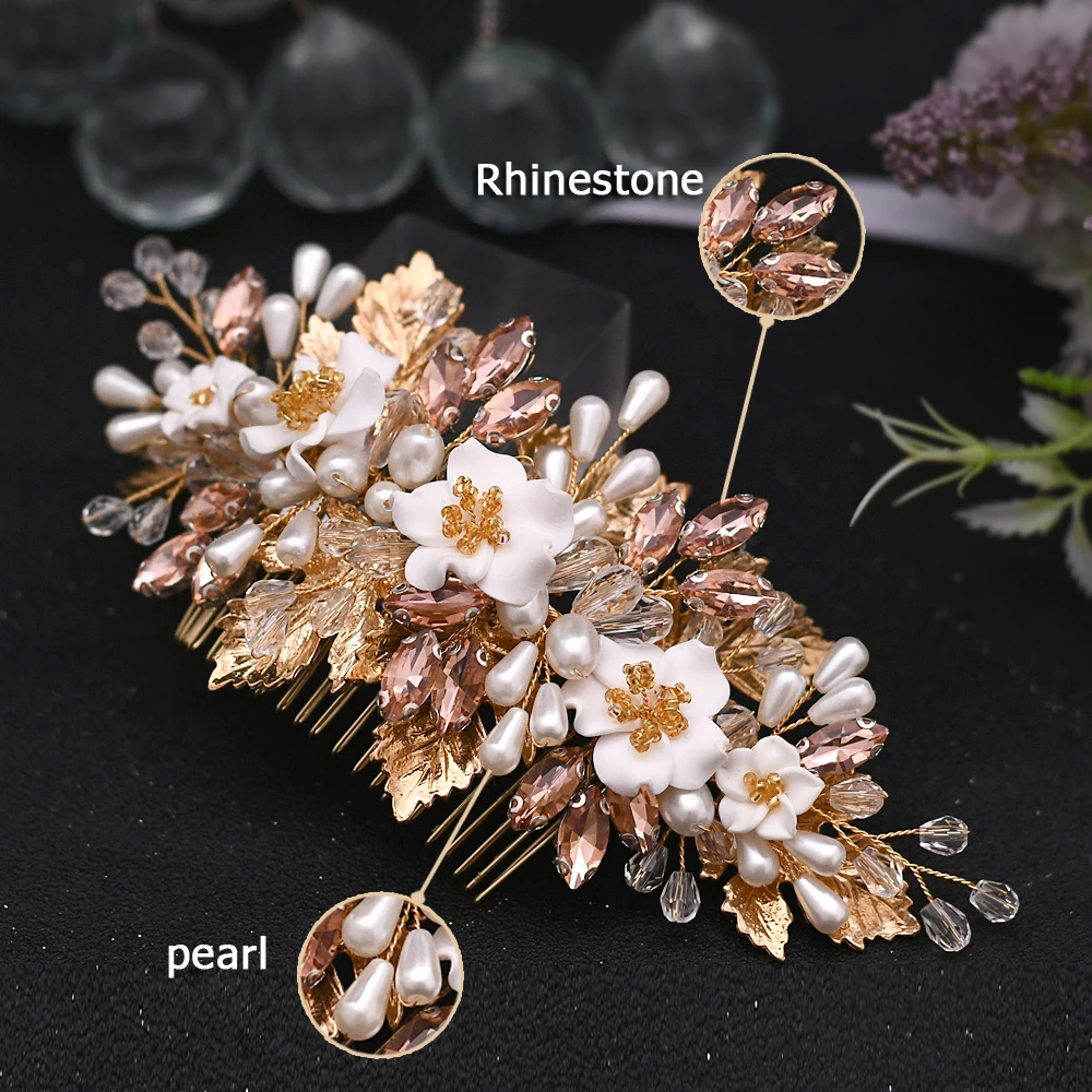 HP321 Multicolor Rhinestone Luxury Bride Headwear Wedding Hair Accessories with Crystal Pearl Girl Headpiece Bride TO Be Gift