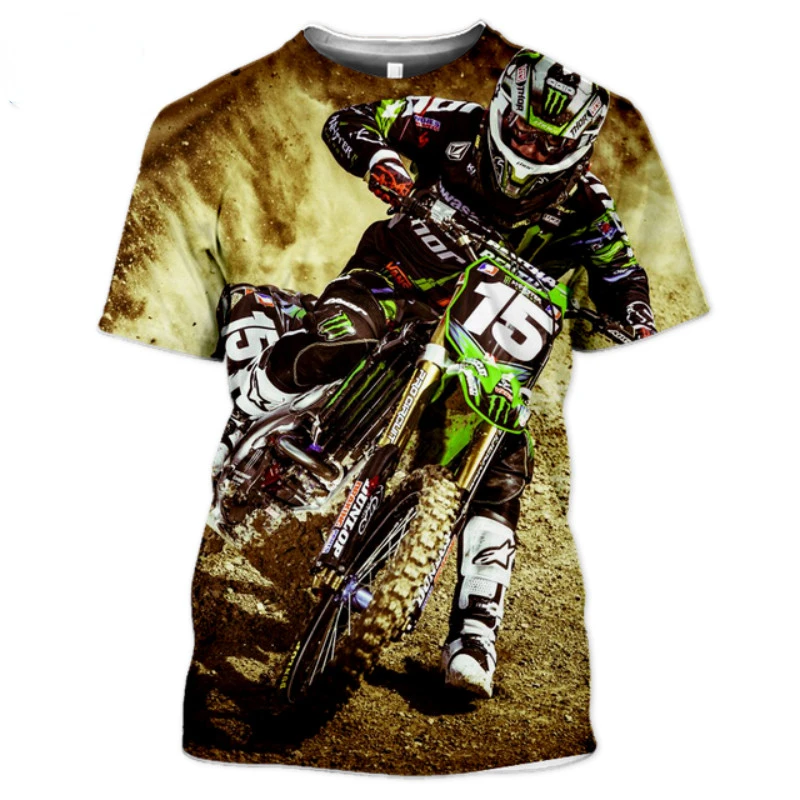 Summer Men\'s T-shirt Motocross Racing 3D Printed Shirt Casual Fashion Motorcycle Short Sleeve Street Trend Large Size O Neck Top