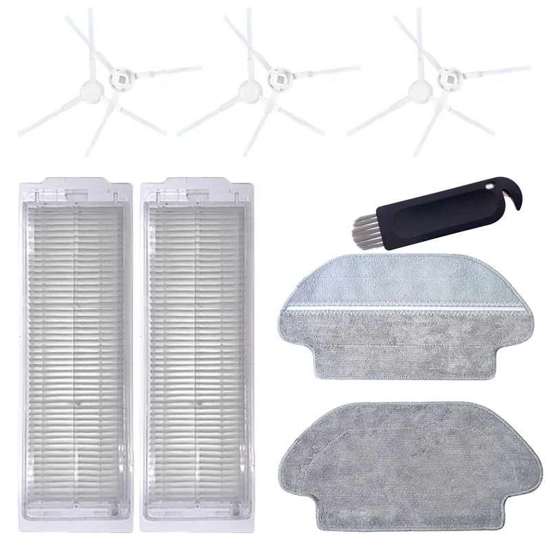 فلتر Hepa فرشاة جانبية ممسحة قماش لشاومي Mijia STYJ02YM Mi Mop Pro Fo Conga 3490 لـ Viomi V2 PRO V3 SE V-RVCLM21B