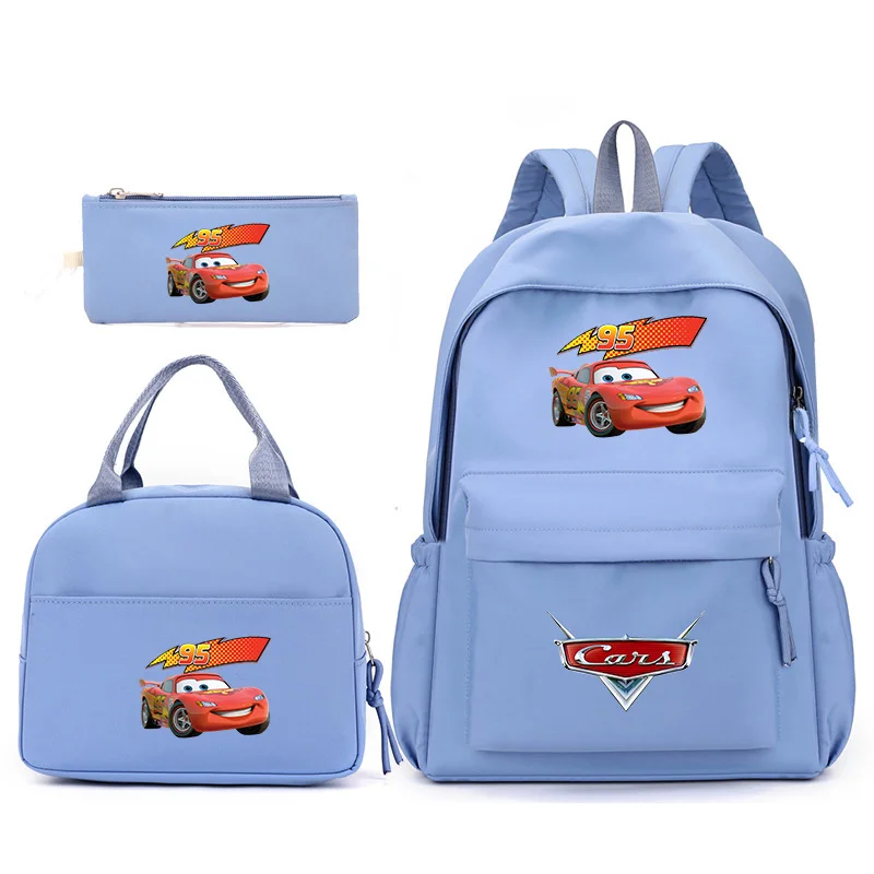 3pcs Disney Pixar Cars Lightning McQueen Backpack with Lunch Bag for Women Student Teenagers School Bags Comfortable Travel Sets