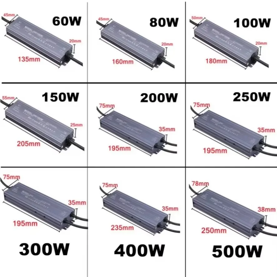 محول الإضاءة مقاوم للماء إمدادات الطاقة IP67 IP68 AC220V إلى تيار مستمر 12 فولت 24 فولت LED سائق 100 واط 200 واط 300 واط 400 واط 500 واط محول خارجي #5