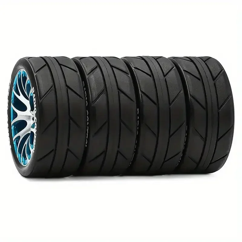 

1/10 RC Racing Wheels & Tires Set - 12mm Hex Metal Rims for Tamiya TT01/TT02/XV01, HSP, HPI, Kyosho - On-Road Car Upgrade