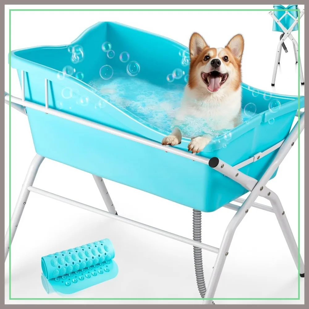 

Elevated Foldable Dog Bath Tub for Shower & Grooming, Portable Pet Washing Station for Small-Medium Dogs (Max 36 in.)