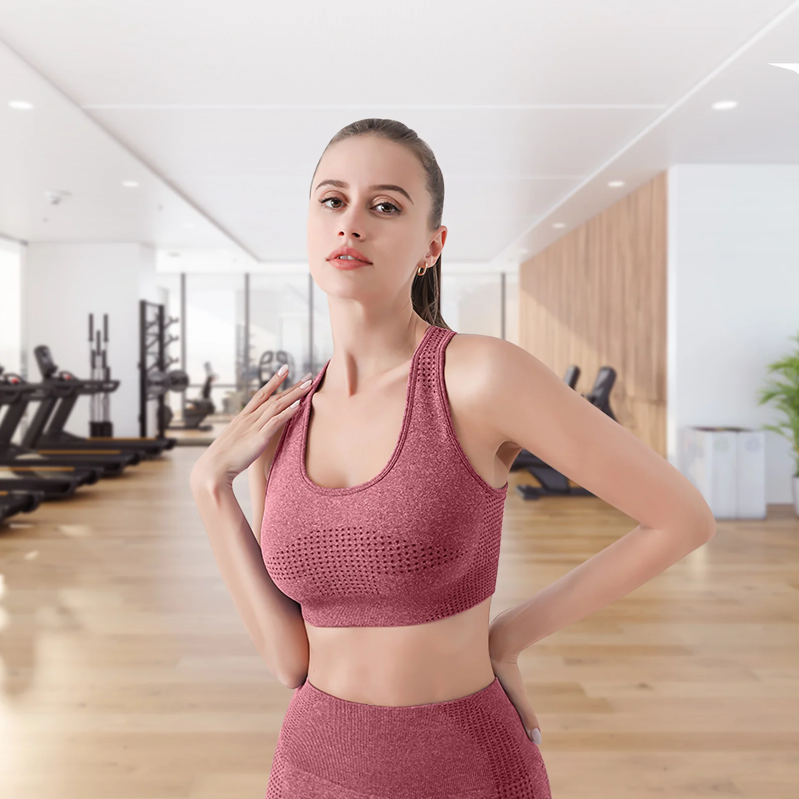 

1Set Yoga Fitness Set Lightweight Breathable High Elasticity Simple Stylish Workout Clothing Yoga Outfit for Women Gym