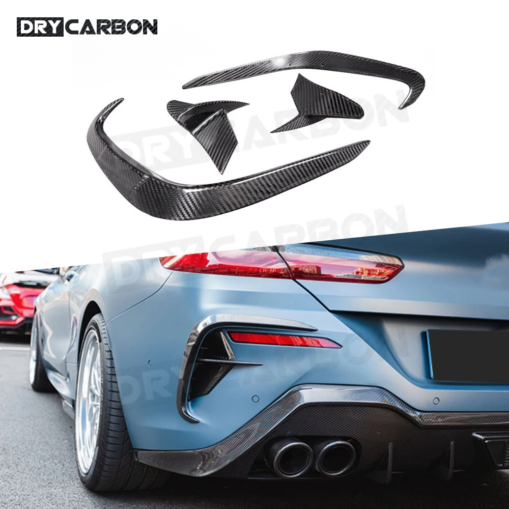 Dry Carbon Fiber Rear Bumper Diffuser Cover&Side Splitters for BMW 8 Series G14 G15 G16 M Sport 2018 - 2021