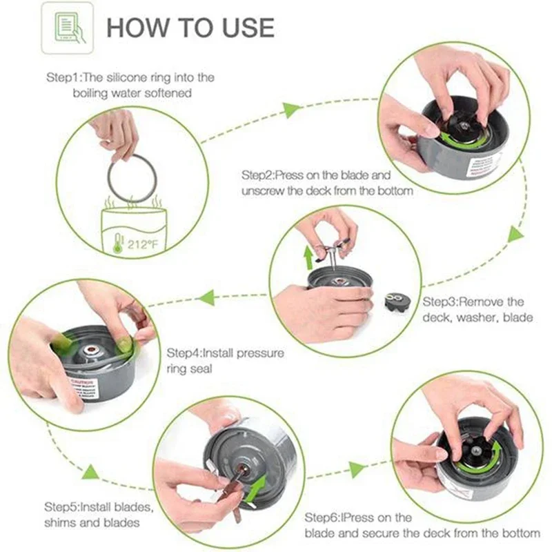 NutriBullet 900W/600W Series Replacement Parts Kit - 14-Piece Set - Cups Blade, Cups Lid, Gear, Shock Pads