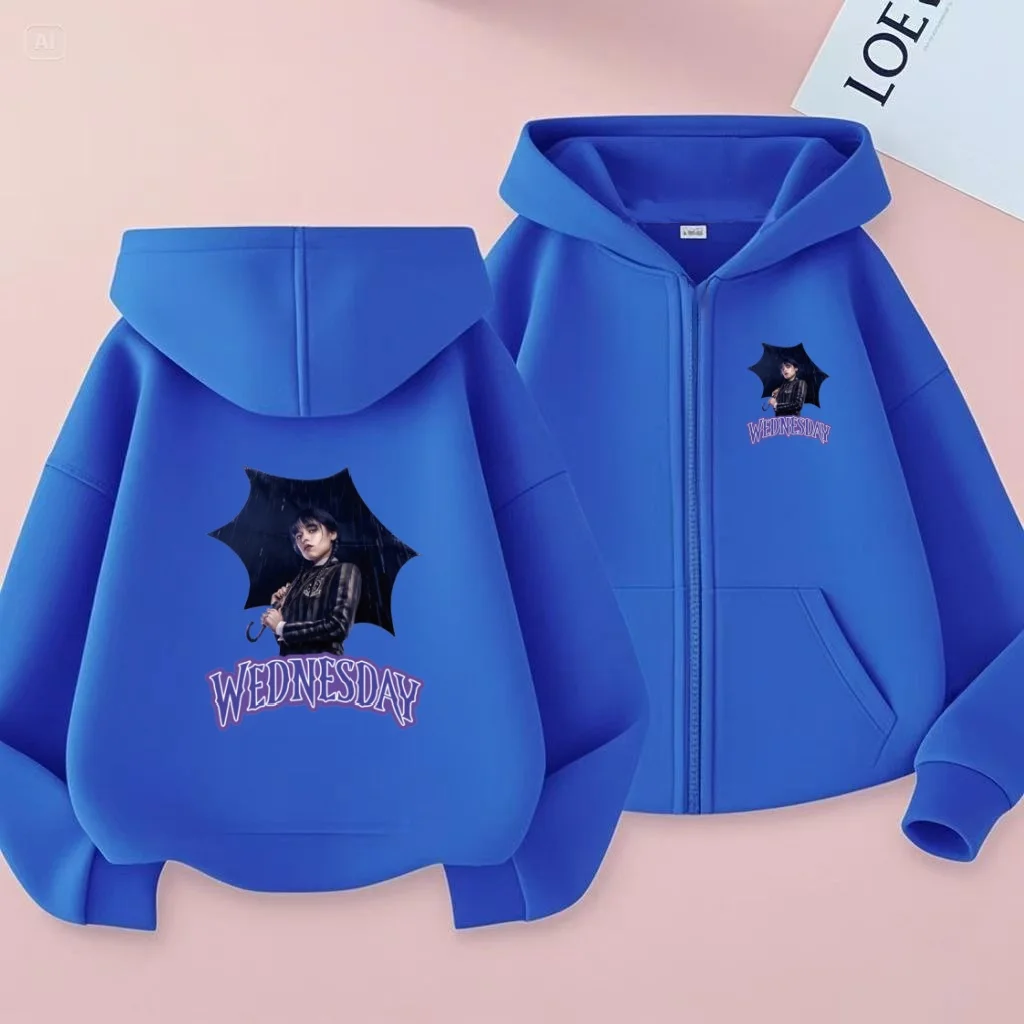 Children Film Pretty girl print Sweatshirt Zipper Style Letter Pink Hoodie Fashion Cardigan Girls Boy 3-12Yrs Casual Loose Coat