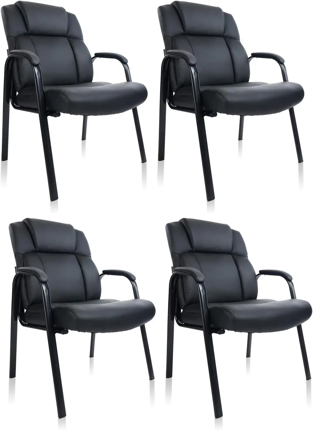 Chairs with Sled Base and Padded Arm Rest for Waiting Room Office Home and Meeting Conference-Black (2 Pack)