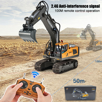 Remote Control Excavator Toy 11 Channel RC Construction Vehicle with Metal Shovel Rotation for Kids Kids Educational Play Game