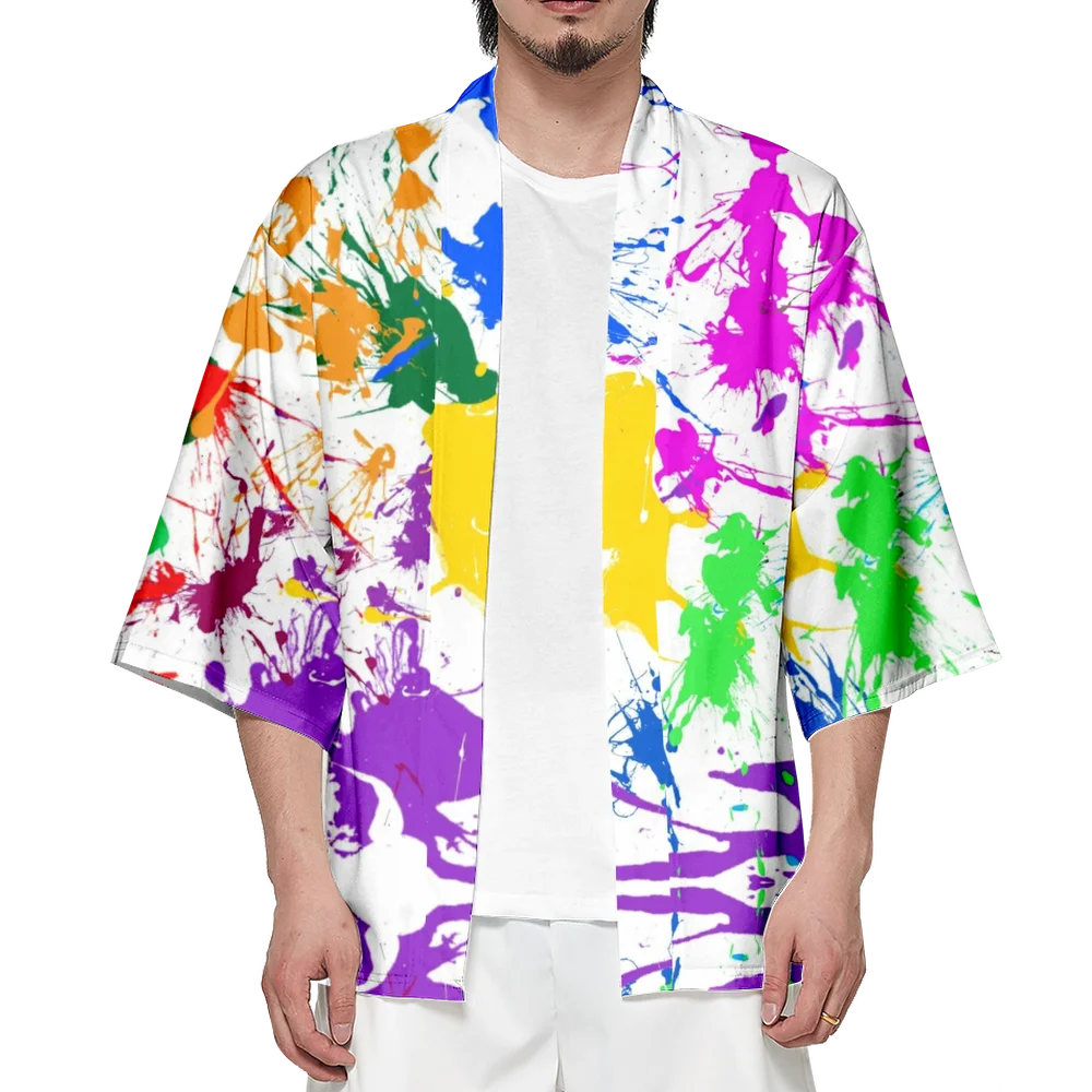 

Summer Samurai Kimono Cosplay Stylish Tie Dye Haori Streetwear Men Kimono Japanese Fashion Yukata Cardigan Resort Robe Hot Sale