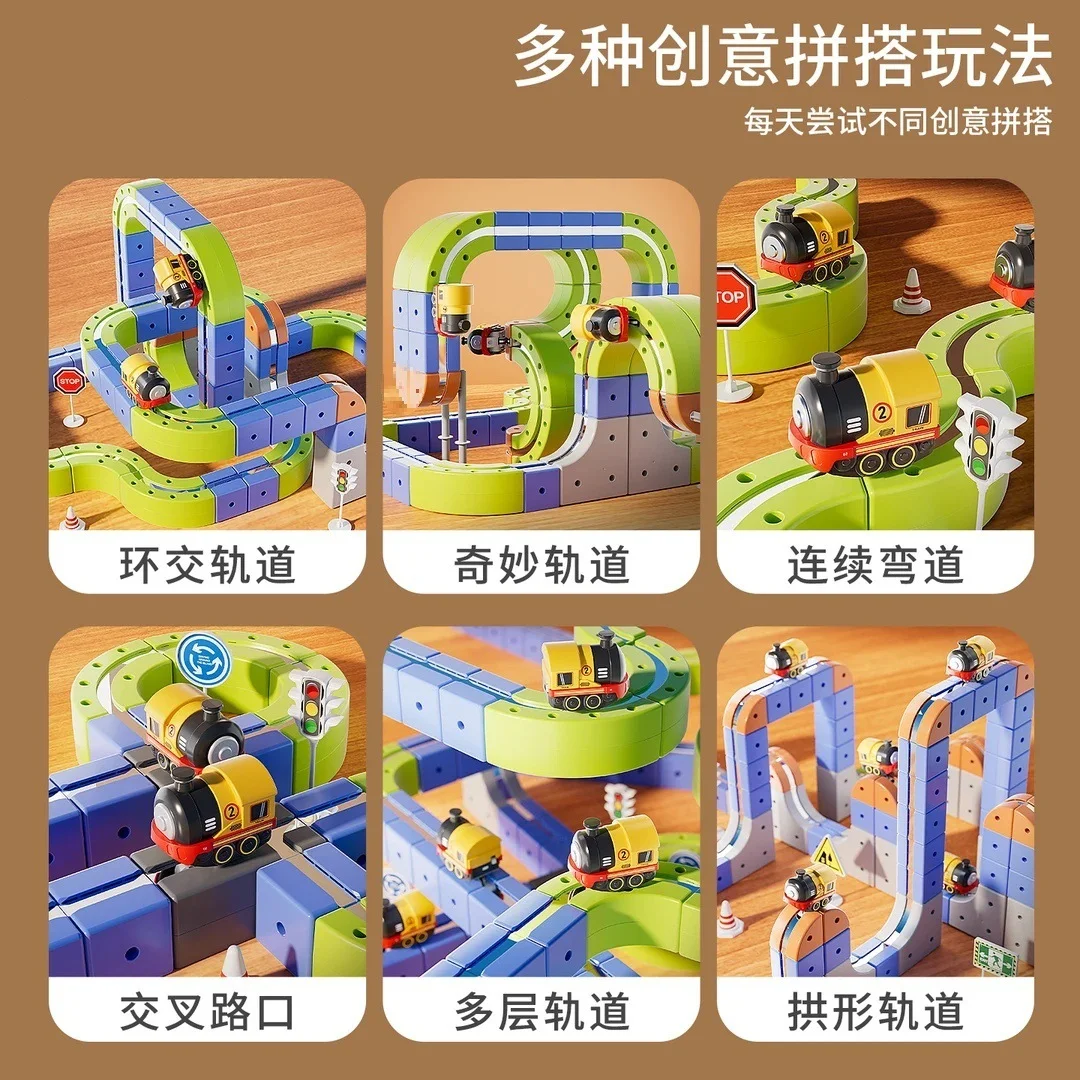 

Новый горячий набор направляющих для гоночного автомобиля 2025 года — моторизованный поезд и гравитационный лабиринт Монтессори, игрушка, Рождественский подарок для детей