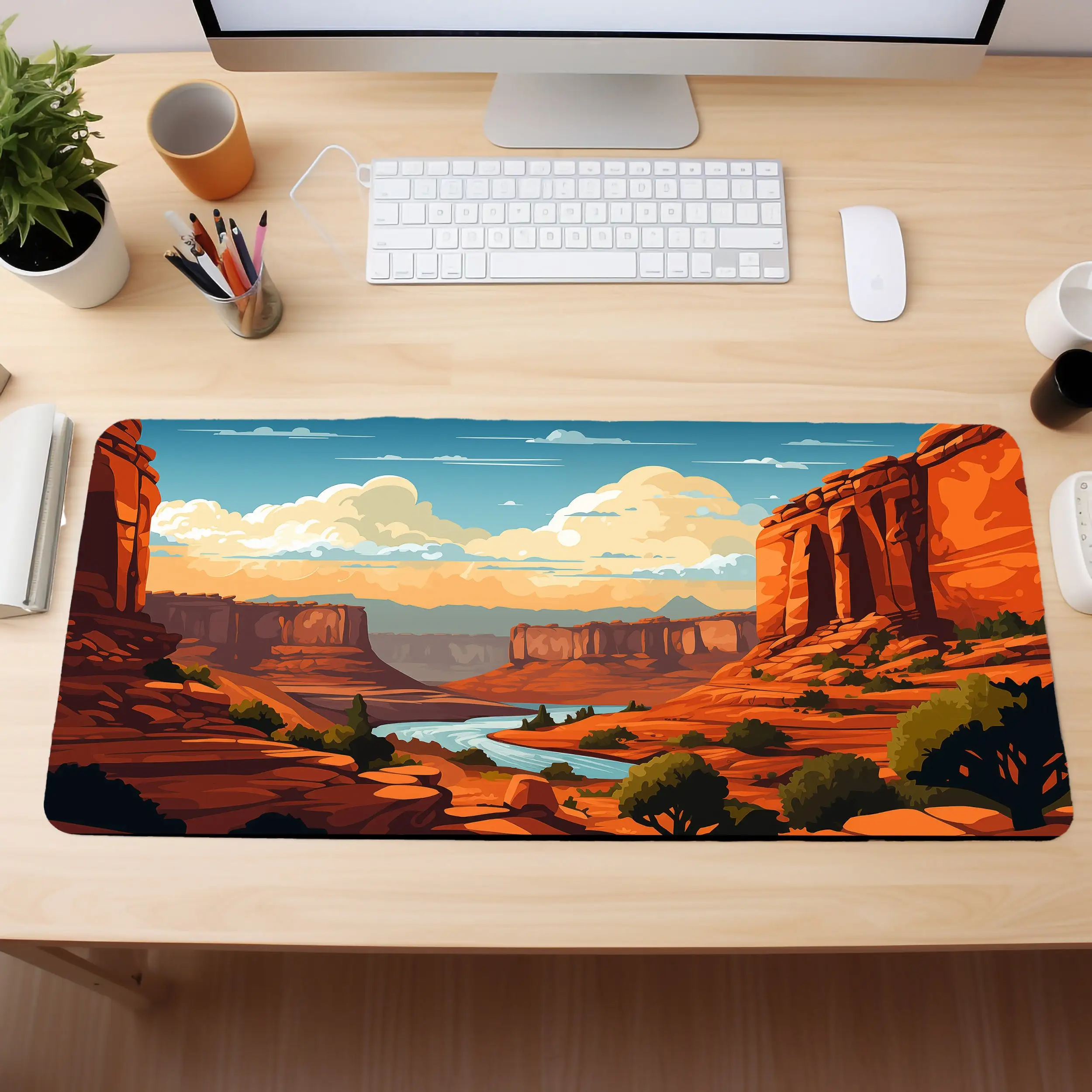 Red Canyon Desk Mat, Non-slip and Waterproof Mouse Pad, Office and Gaming Desk Decorative Mat, The Perfect Gift for Friends.