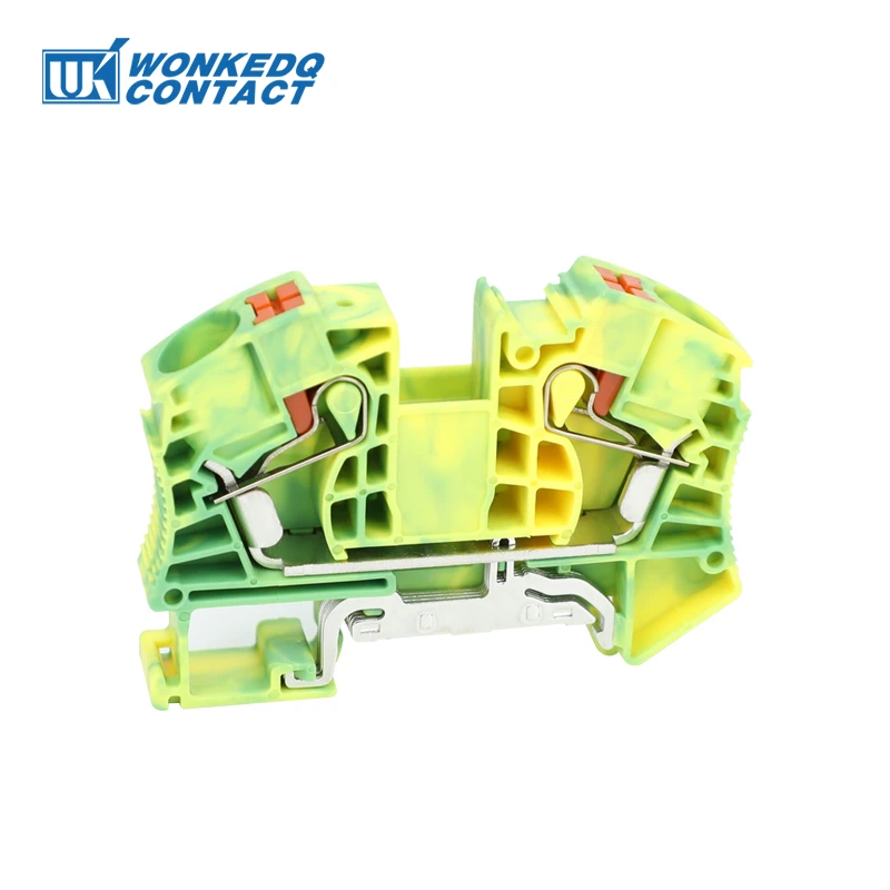 PT-16-PE Ground Modular Din Rail Terminal Block, 16mm² Electric Cable Wire Connector, Grounding Push-in Terminals PT16