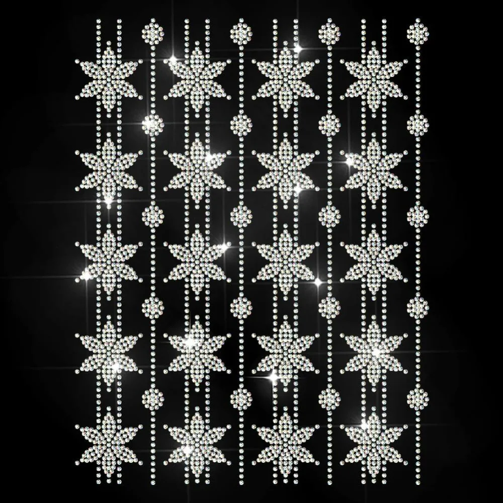 Repeating Flowers Rhinestone Iron on Hotfix Transfer Geometric Flower Heat Transfer Sticker  Chain Bling Clothing