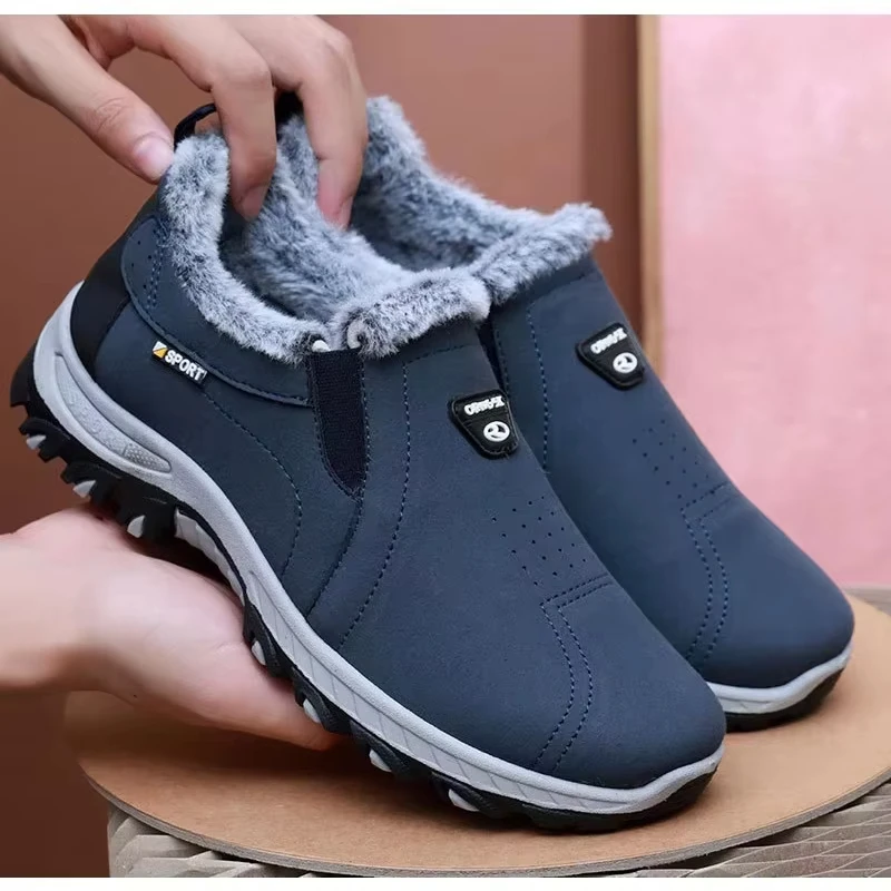 

Men's snow boots winter casual shoes anti slip and warm fur ankle boots