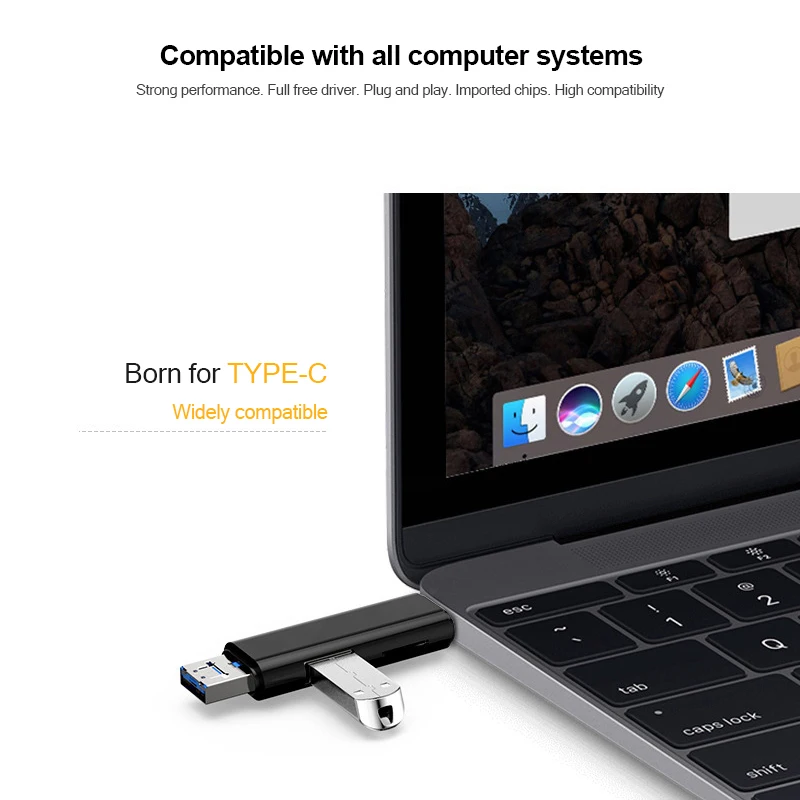 UTHAI C01 Type C/MicroUSB/USB 3In1 OTG Card Reader High-speed Universal OTG TF/USB for Android Computer Extension Adapter
