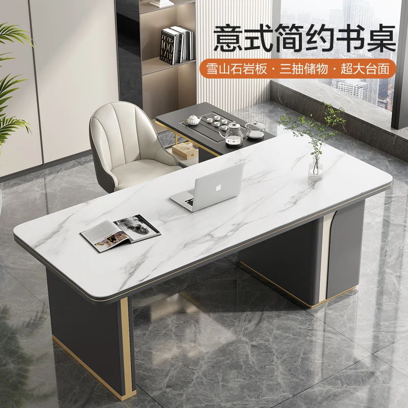 

Slate desk light luxury modern study table small apartment integrated table study light luxury computer table home writing desk