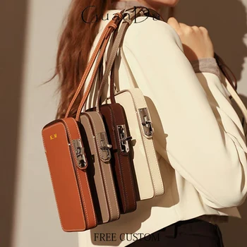 Luksusowa designerska torba na telefon kobieta przenośna torba na ramię z prawdziwej skóry nazwa własna moda na co dzień damska torba na ramię portfel na karty