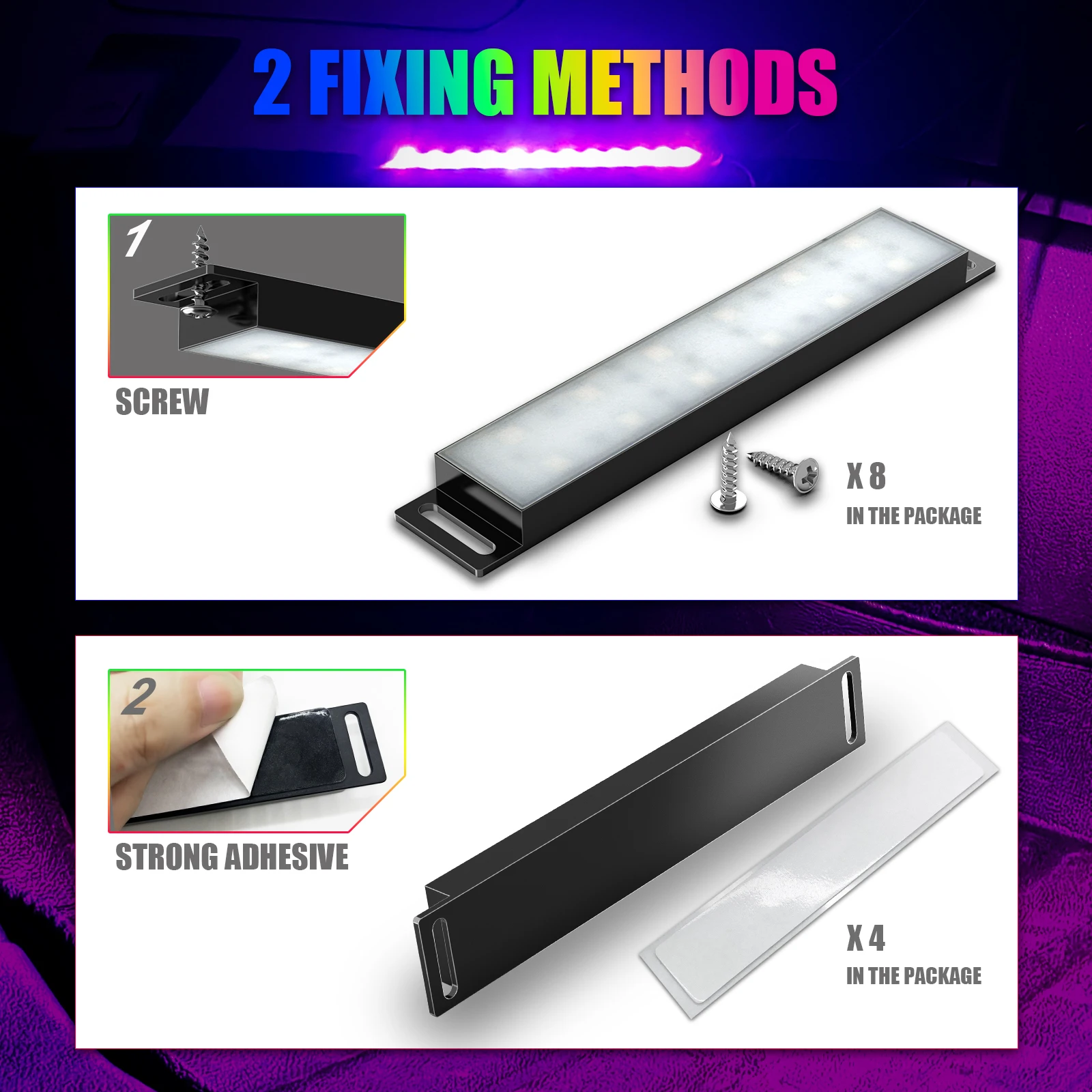 YiLaie Luci per interni per auto Luci intelligenti con controllo app Sincronizzazione musicale Barra luminosa a LED RGB Caricatore USB per accessori per auto