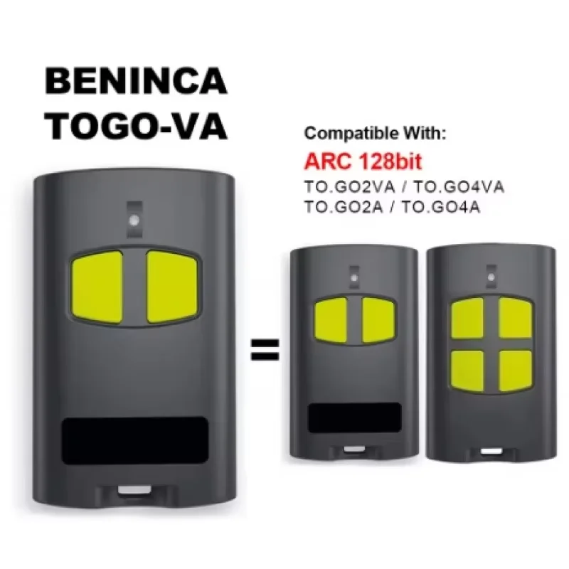 BENINCA TO.GO 2VA 4VA Garage Door Remote Control 2/4 Buttons 12V Wireless RF Rolling Code Key Fob Gate Opener Key Dupliator