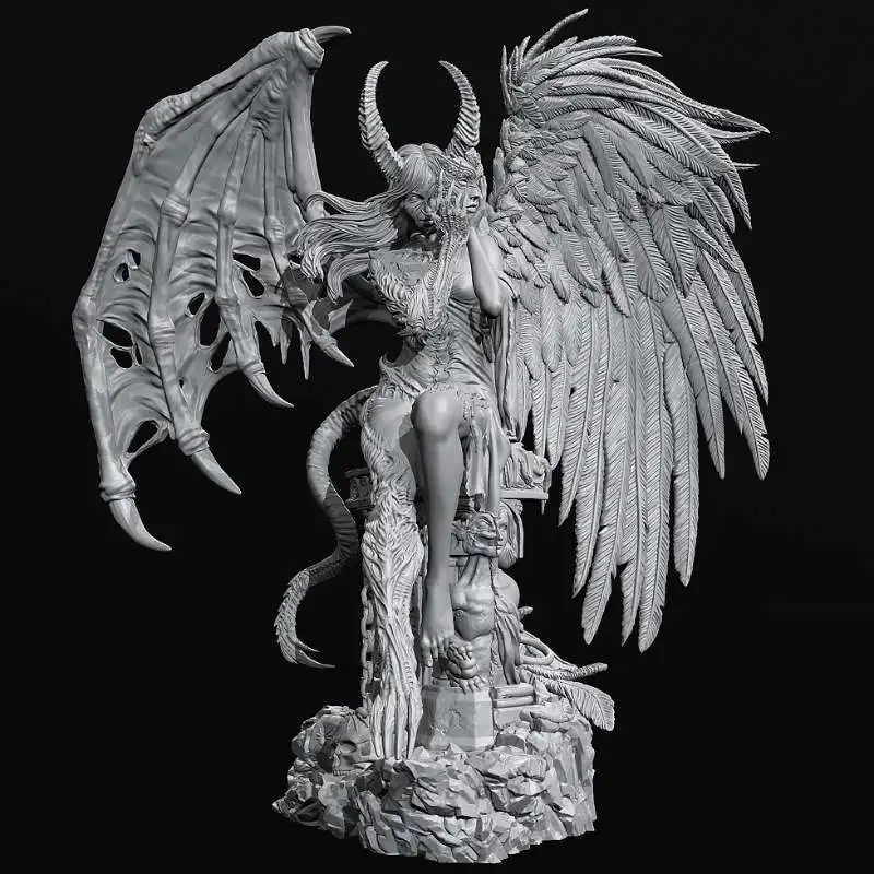 50mm 75mm 90mm Fantasy Angels and Demons Resin Soldier 3D Printed Figurines DIY Coloring Self-assembly Miniature Decoration