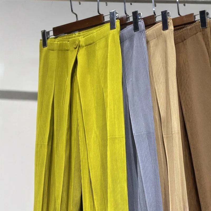 Miyake Pleated 2026 Pants Female Fall and Winter New Elastic Waist Hundred Wide-legged Pants Loose Straight Casual Pants Pleats