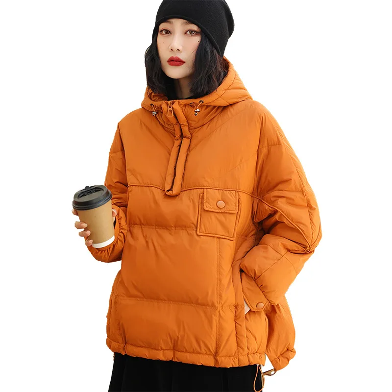 Women\'s Sweater Pullover New Loose Fat Thin Short Duck Down Jacket Outdoor Trekking Travel Camp Skiing Warm Coat Tooling Outer