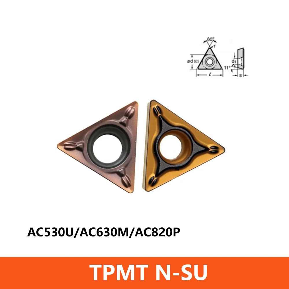 

Original TPMT TPMT080202 TPMT080204 TPMT110304 TPMT110308 TPMT160404 TPMT160408 N-SU AC530U AC630M Carbide Inserts Tools CNC