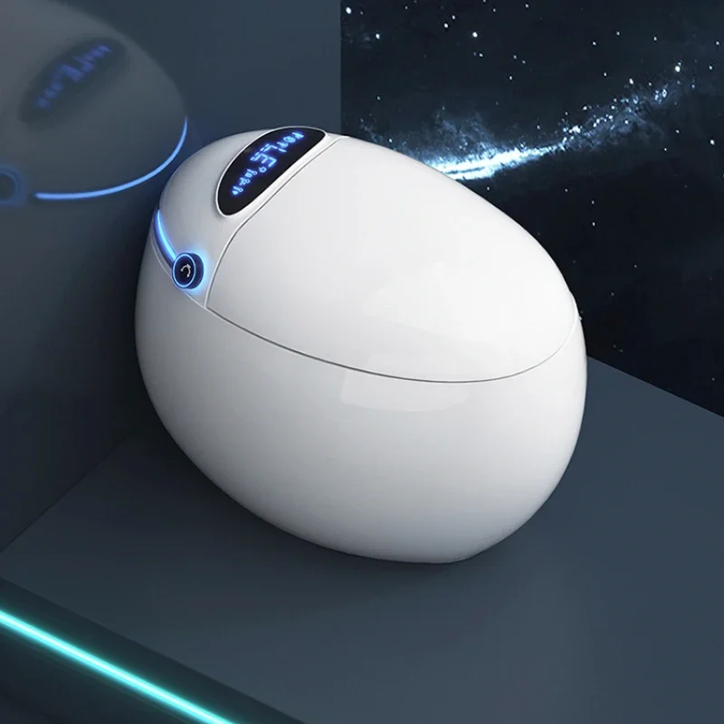 Egg-shaped Light Smart Toilet Has No Water Pressure Limit, Household Automatic Flip Foam Shield Creative Smart Toilet