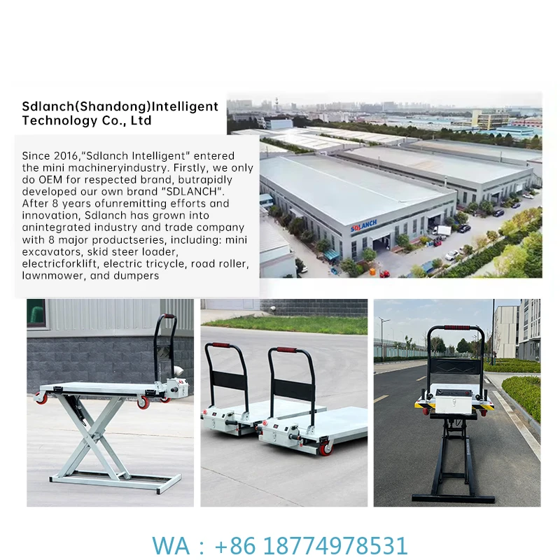 Camion à ciseaux de chariot à main à plat de levage hydraulique électrique pour la manipulation, le chargement et le déchargement embarqués portables