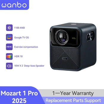 Wanbo Mozart 1 Pro Google TV Projector,1200 ANSI,Online 4K,HDR10,MEMC,20W Speaker,HDMI 2.0