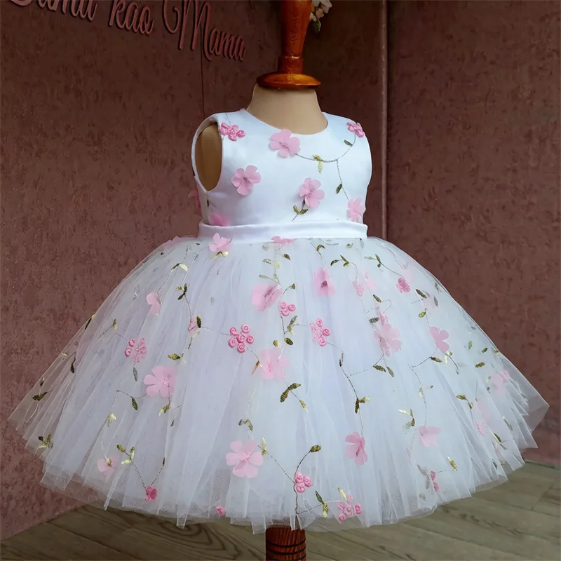 Princess Tulle Lace Sashes Bow Flower Girl Dresses First Communion Dresses Birthday Christmas Gift Wedding Party Birthday Show