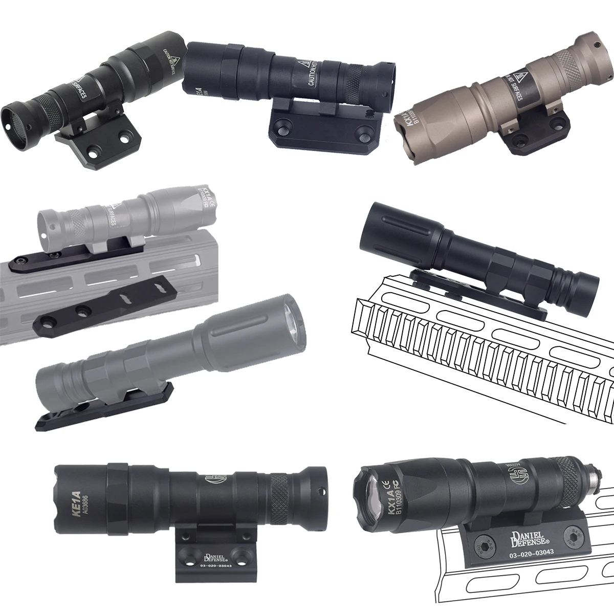 

Thorntail DANIEL DEFENSE ARIS Weapons Scout Light Inline Base Mount Подходит для системы MLOK SMR для SureFire M300 M600 Mod PLH-V2