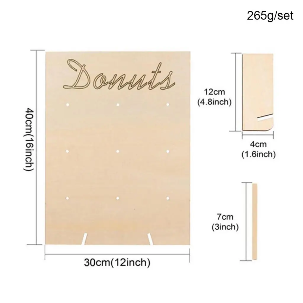Donut Display Wall Stand Wooden Doughnut Treat Plank Sweet Cart Dessert Board for Baby Shower Decor