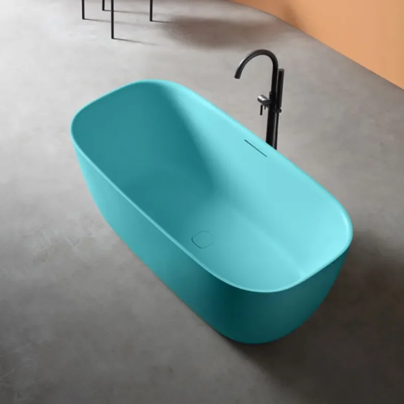 Rock Texture Freestanding Bathtub Integrated Molding Floor Standing Adult Soaking Tub for Home Bathroom
