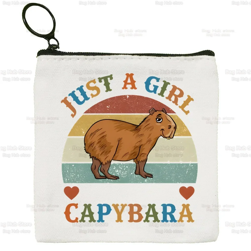 

Capybaras Simple Coin Purse Female Student Just a Girl Who Loves Capybaras Canvas Cute Key Bag Mini Clutch Small Purse