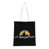 Custom Recycling La Sportiva Logo Shopping Bag Women Shoulder Canvas Tote Bag Washable Outdoor Sports Groceries Shopper Bags