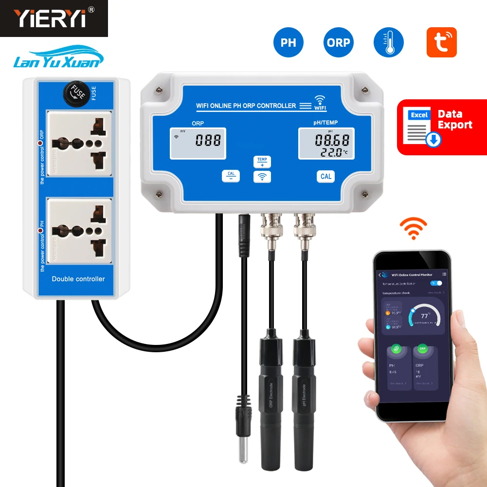 Smart Tuya Wifi ORP Meter  -2000~+2000mv Monitoring Controller  Online PH Meter with Data Logger Function for hydroponics