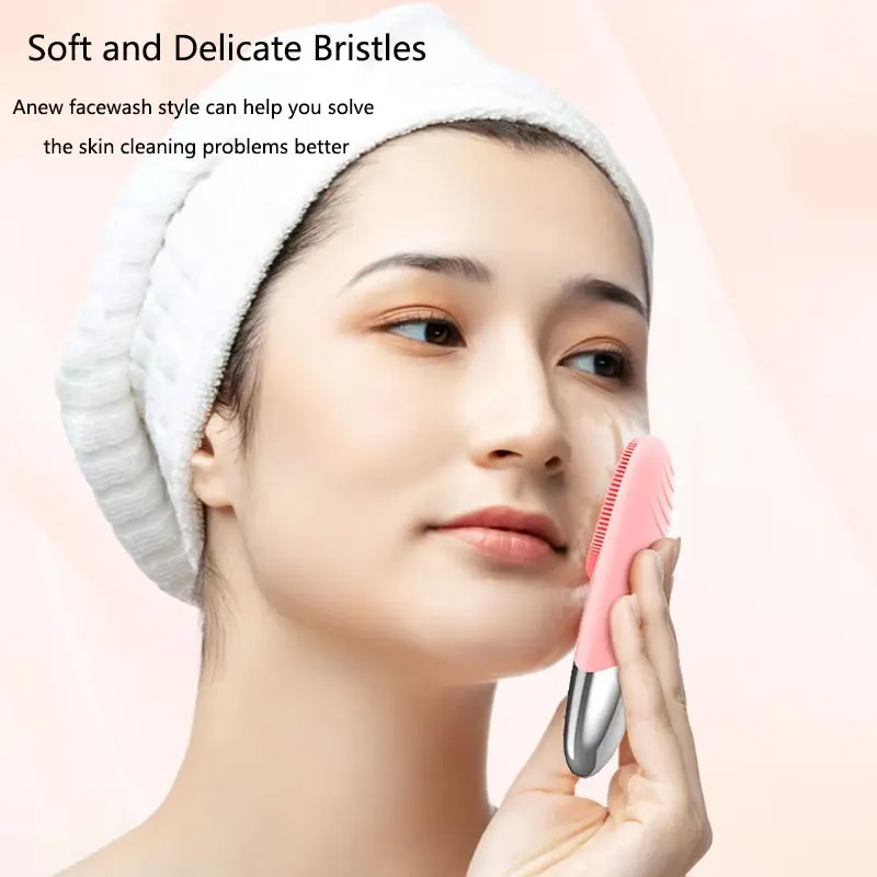 Square Electric Facial Cleansing Brush Silicone Rechargeable Introducer Beauty Device Ultrasonic Face Cleaning Massage Tool 5