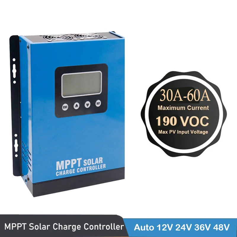 controlador de carregador solar mppt 30a 40a 60a 12v 24v 36v 48v regulador automatico do painel solar da exposicao do lcd ajuste 180vdc para bateria de litio 01