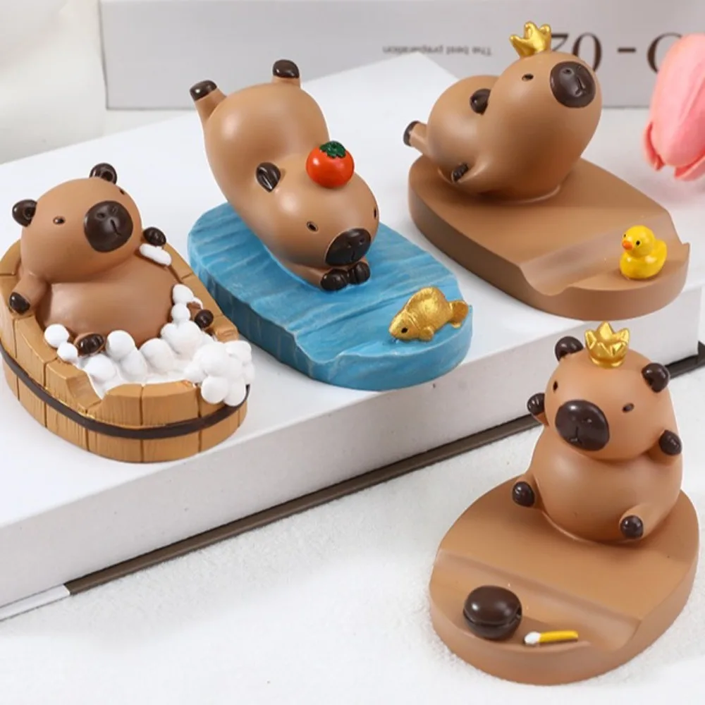 Figure Model Capybara Phone Holder Desk Decor Support Capybara Mobile Phone Stand Cartoon Animal Capybara Cell Phone Bracket