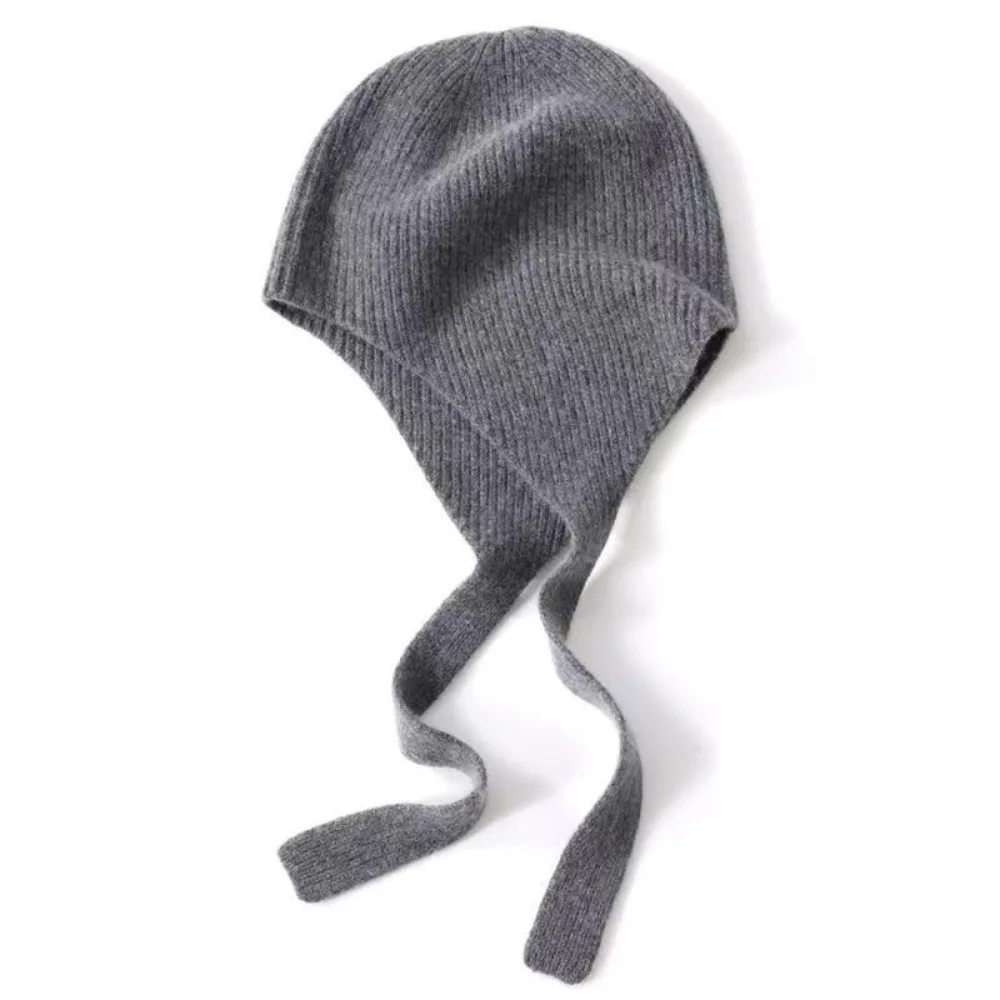 New Ear Flaps Knitted Hat Cold Protection Breathable Winter Beanie Cap Solid Color Keep Warm Ear Protection Hat for Women