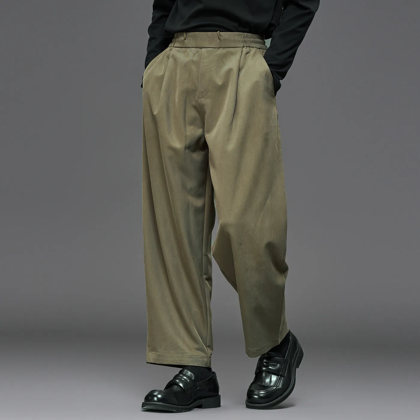 High Quality 2026 Spring/Summer Fashion Pencil Pants Simple Green (Men's) Tapered Cropped Loose Casual Suit Pants