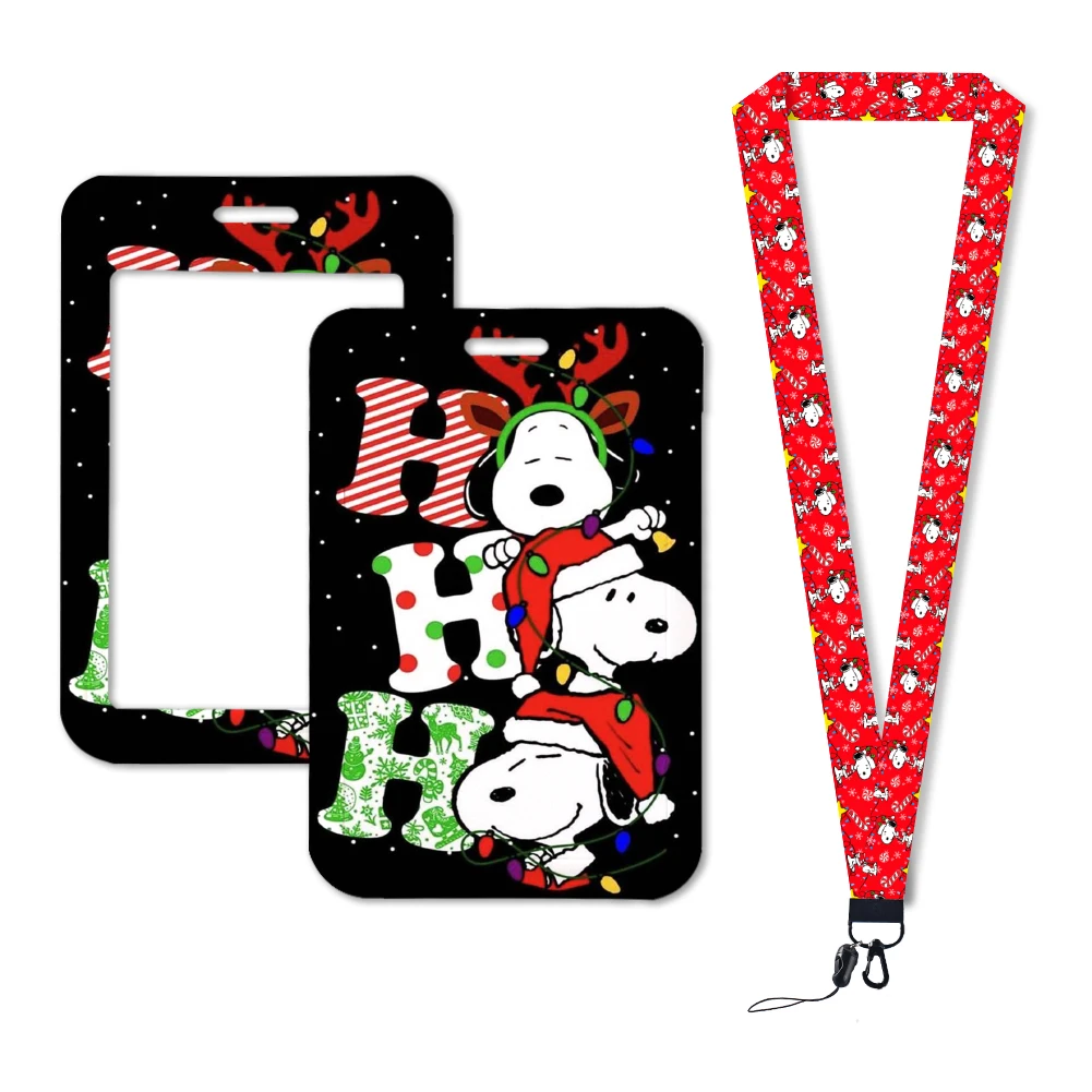 Christmas Snoopy Design Red Series Cute Badge Holder ID Card Bus Card Holder Lanyard for Accessories Gifts Party Decoration