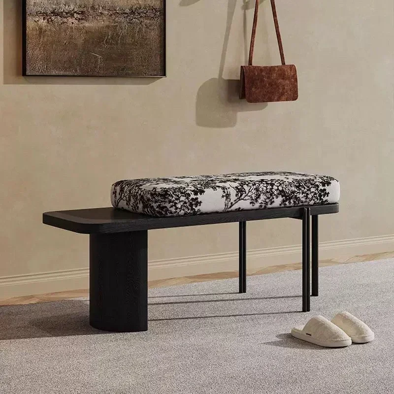 Medieval ash wood solid wood bench, shoe changing stool at the door of the home