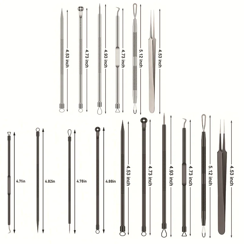 Kit professionale per la rimozione della testa nera in acciaio inossidabile: strumenti per l'estrazione dei brufoli di precisione per set per la cura del viso delle imperfezioni della pelle incline dell'acne