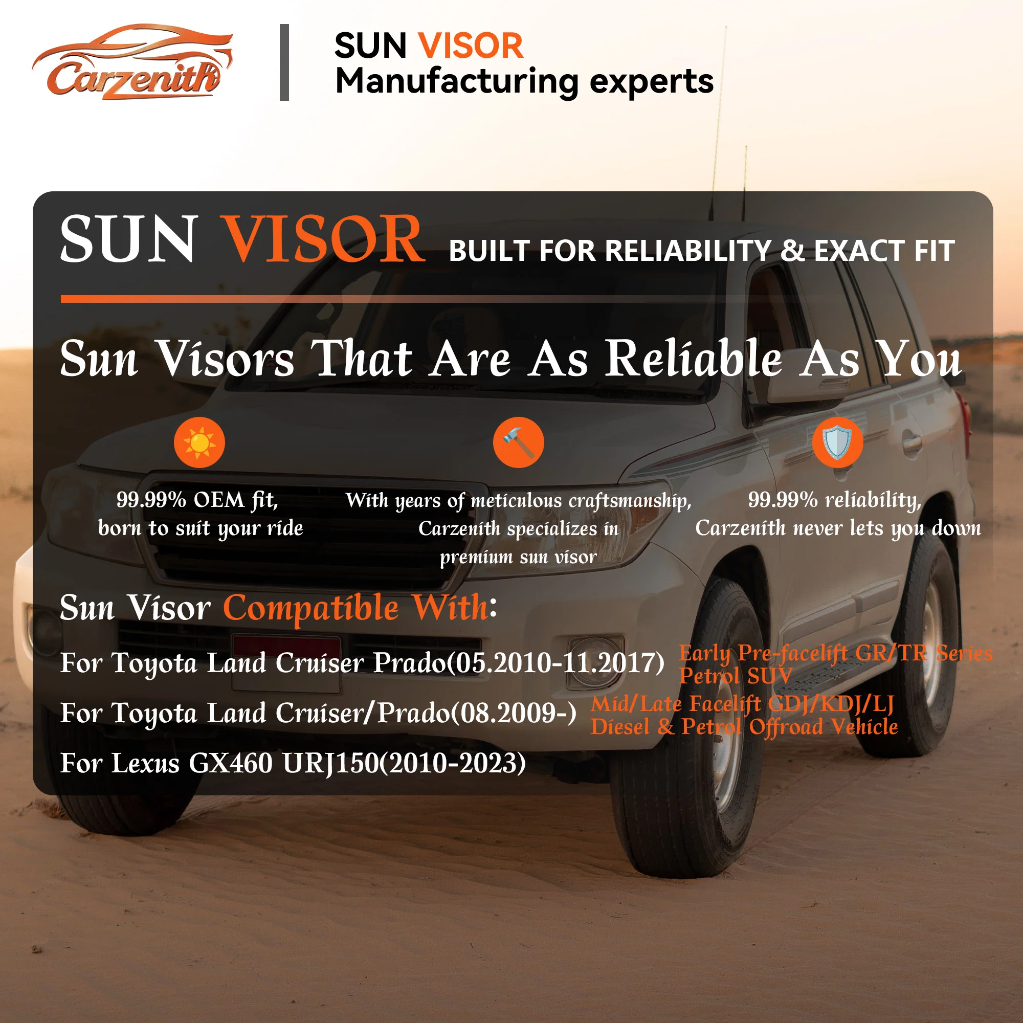 Sun Visor For Toyota Land Cruiser Prado 150 J150 Lexus GX460 2010 2011 2012 2013 2014 2015 2016 2017 2018 2019 2020 2021-2026