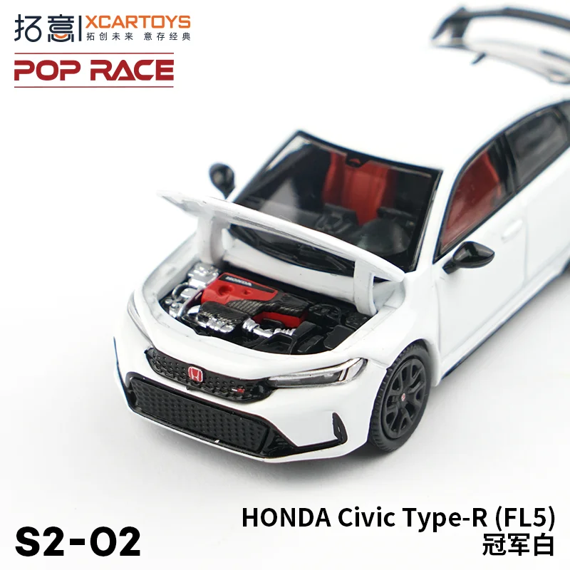 Xcartoys Poprace 1/64 Civic Type-R FL5 Diecast Model Car Sports Racing Vehicle Hobby Collection Mini Gift Toys for Adults