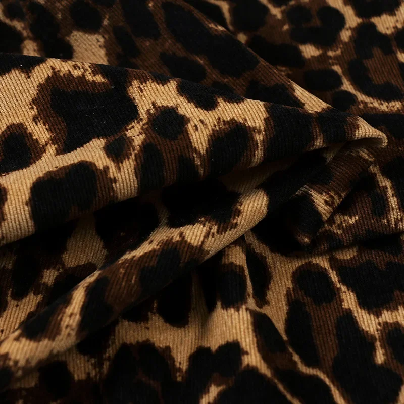 Leopard print Corduroy fabric Camouflage corduroy print cloth Polyester clothing DIY dress handmade Sewing quilting Leopardprint